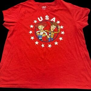 Family Fun Red Disney Toy Story Jessie Woody Women's XL Tee Shirt Graphic NWOT